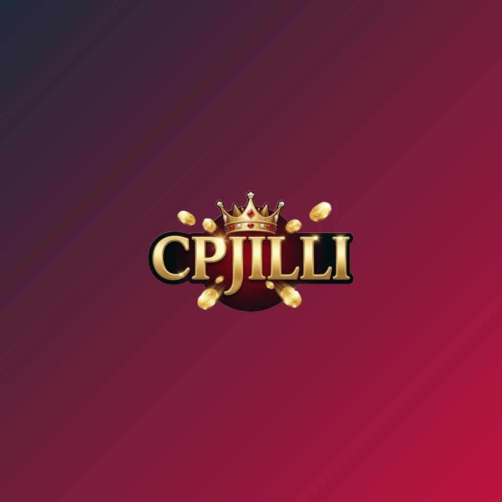 CPJILLI casino-style logo with golden letters, a crown element, and sparkling coins, creating a luxury gaming atmosphere on a transparent background